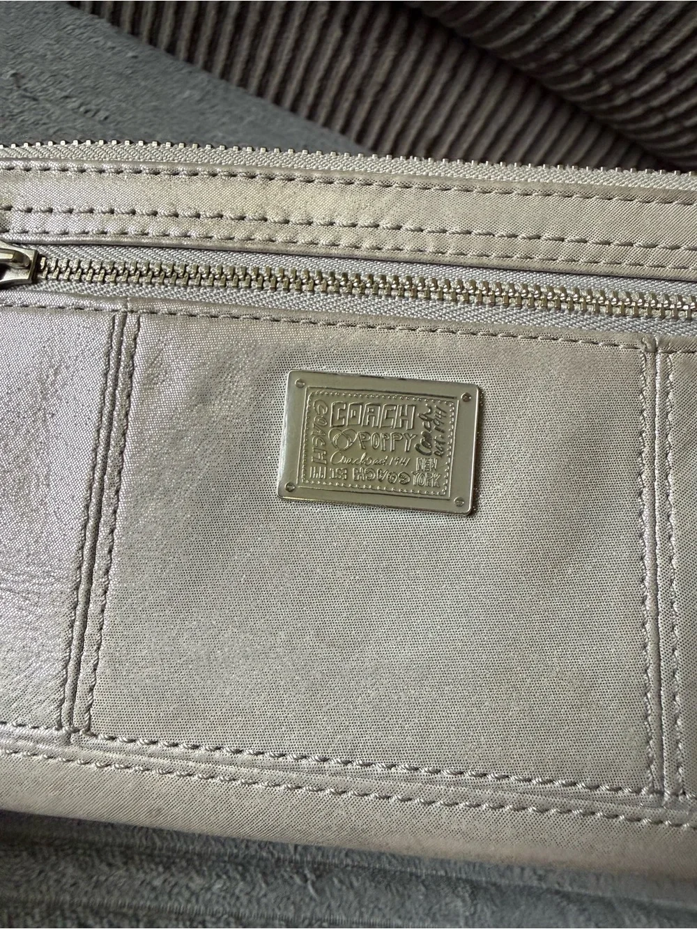 Coach Poppy Metallic Wristlet Clutch